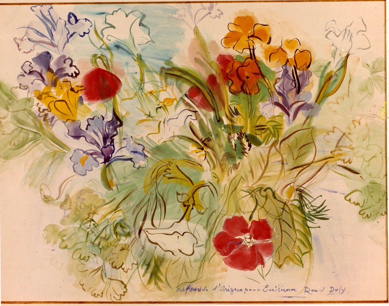 Blommor från Arizona till Emilia, 1900-talet (teckning) av Raoul Dufy