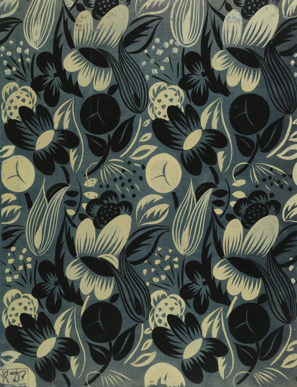 Blommor på blå bakgrund; Fleurs sur Fond Bleu av Raoul Dufy