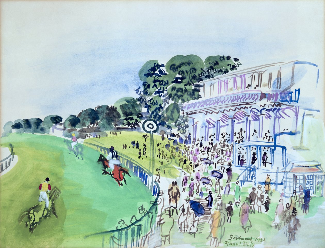 Goodwood, läktaren framför galoppbanan av Raoul Dufy