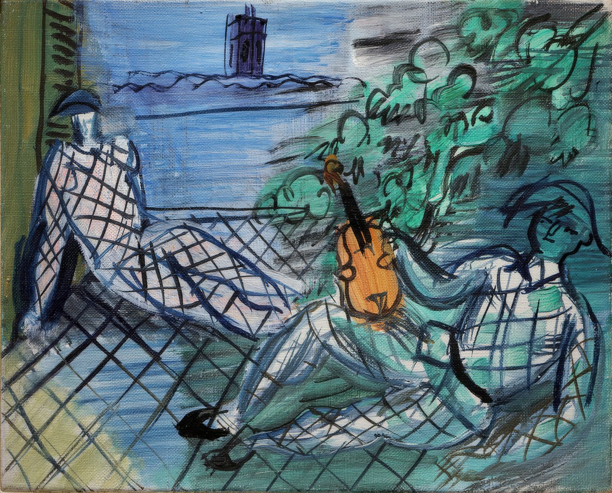 Grön och vit Harlekin av Raoul Dufy