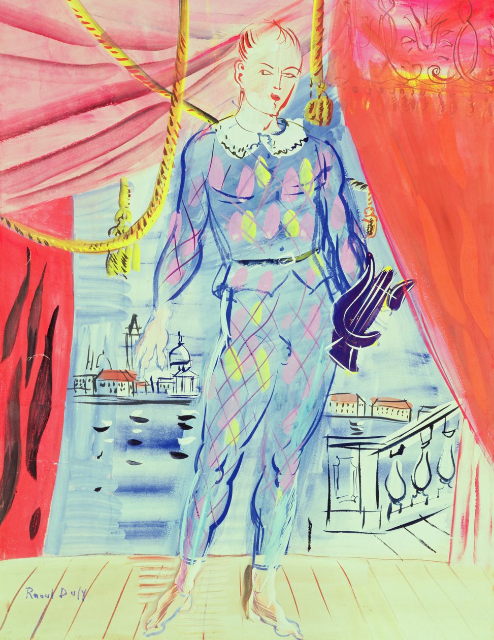 Harlekin med lyra av Raoul Dufy