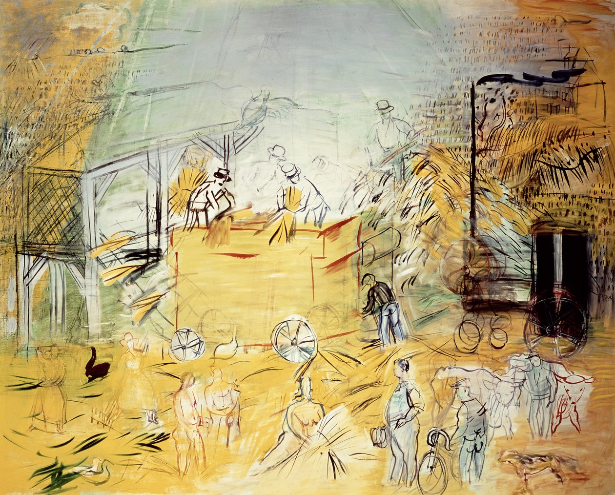 Skördescen (olja på duk) av Raoul Dufy