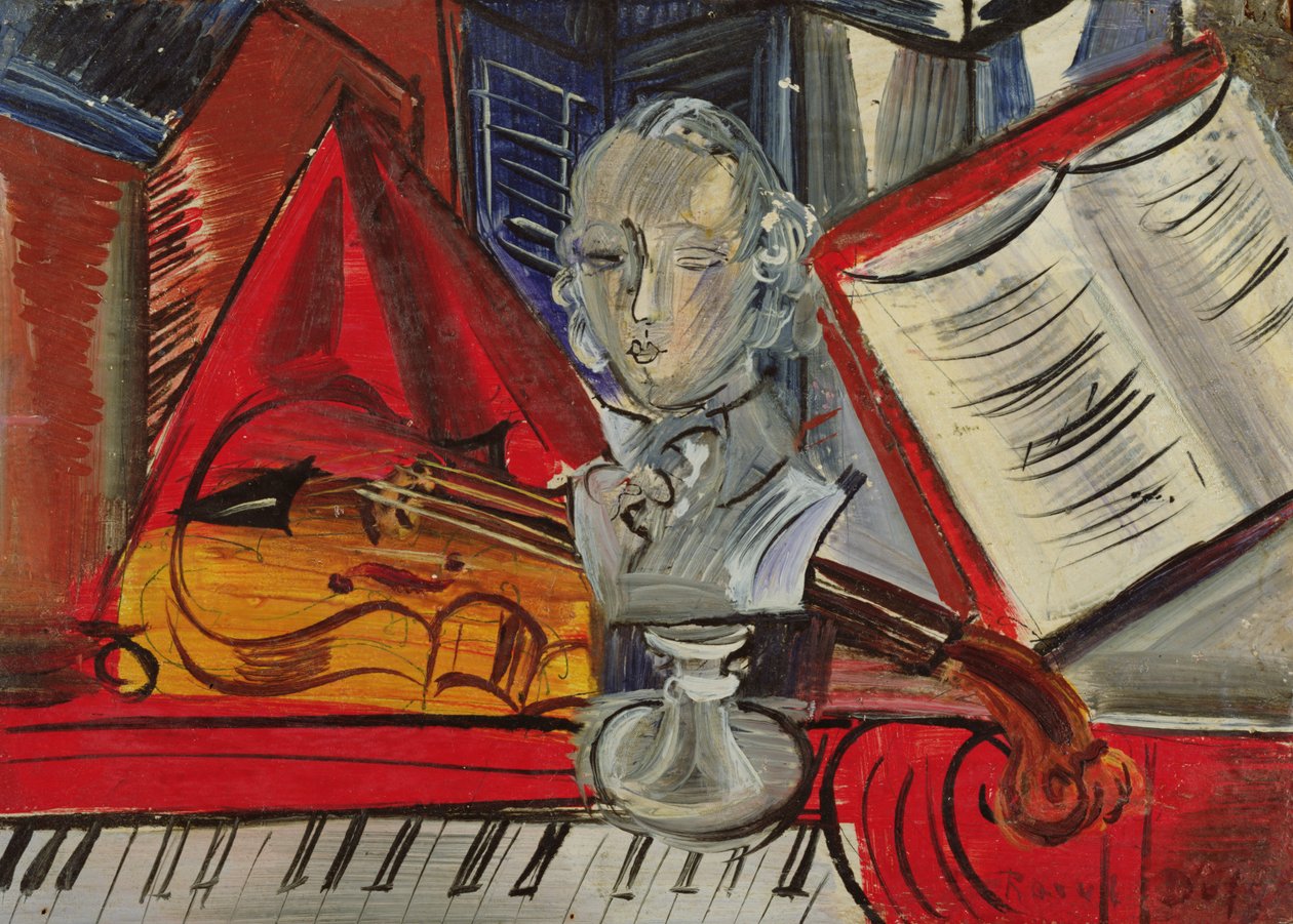 Hyllning till Mozart, ca 1945 (olja på duk) av Raoul Dufy