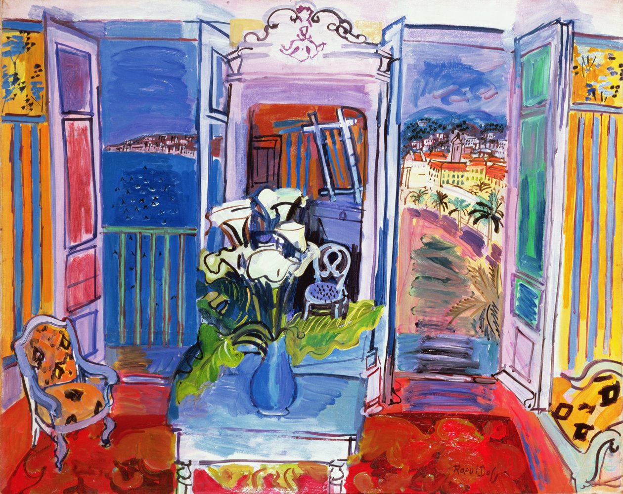 Interiör med öppna fönster av Raoul Dufy