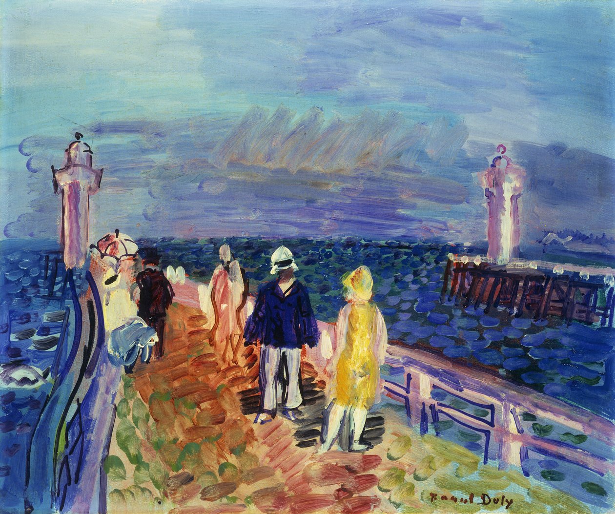 Bryggor vid Trouville-Deauville; Les Jetees de Trouville-Deauville av Raoul Dufy