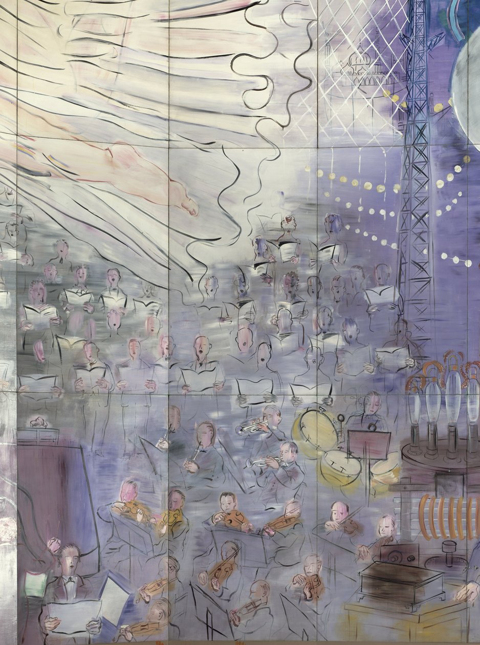 La Fee Electricite, detalj av den vänstra sidan föreställande en orkester av Raoul Dufy