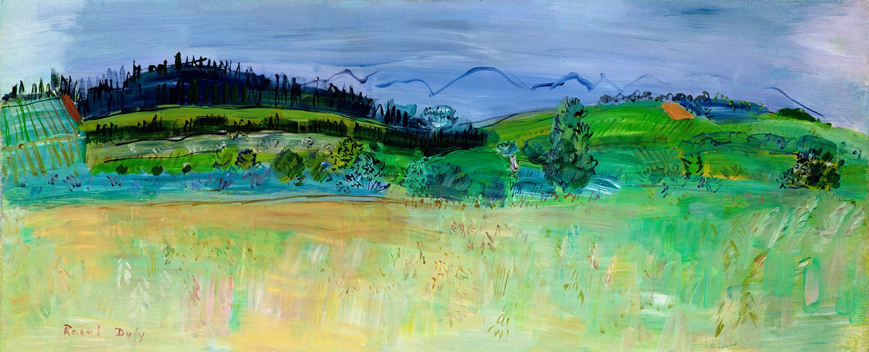 Landskap i Pyrénées-Orientales, från Route du Boulou av Raoul Dufy