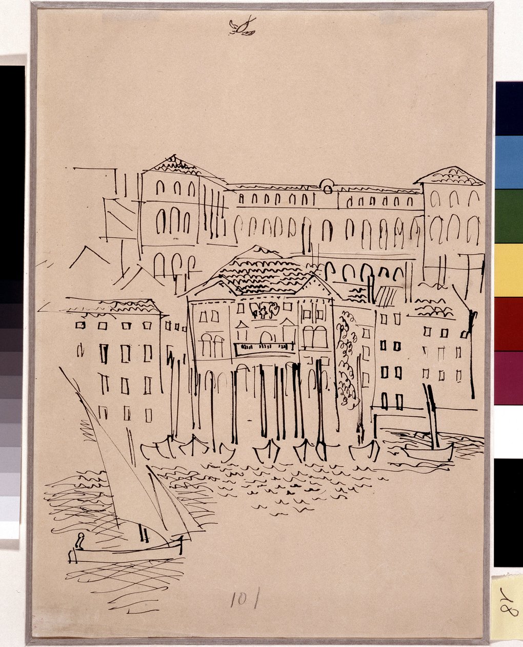 Marseille, hamnen, stadshuset och Hotel Dieu av Raoul Dufy
