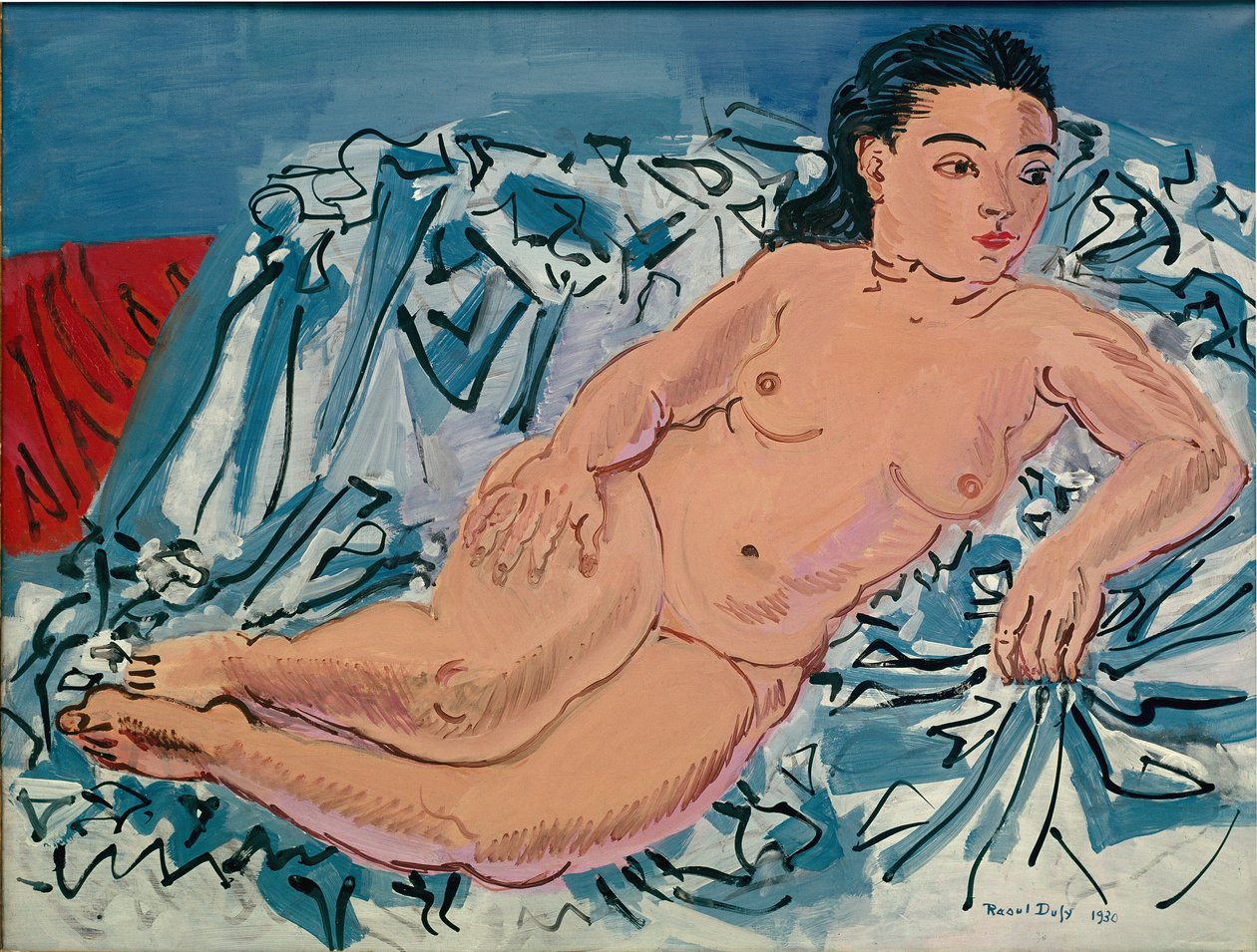 Naken kvinna (olja på duk) av Raoul Dufy