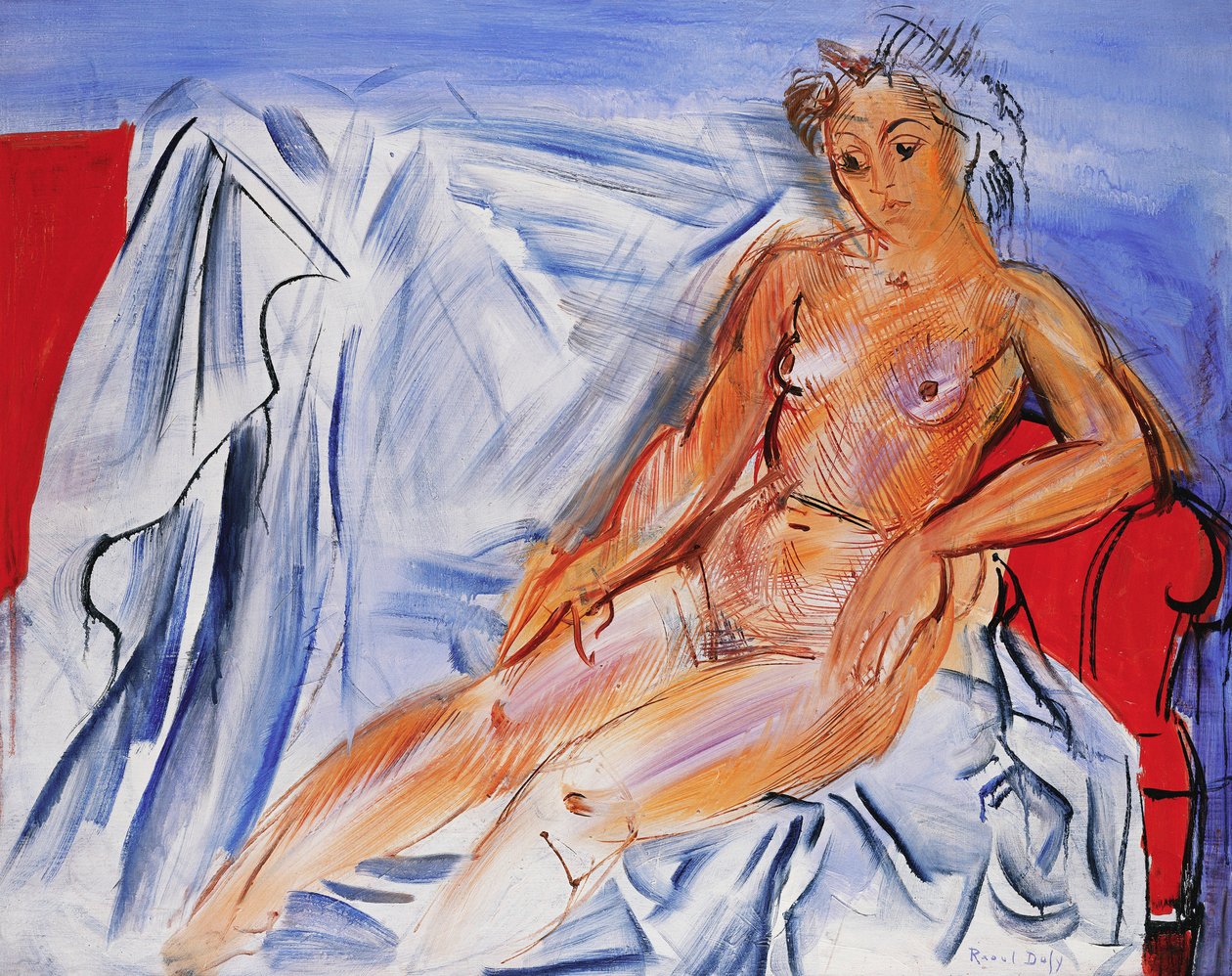 Naken på soffan; Nu au Canape av Raoul Dufy