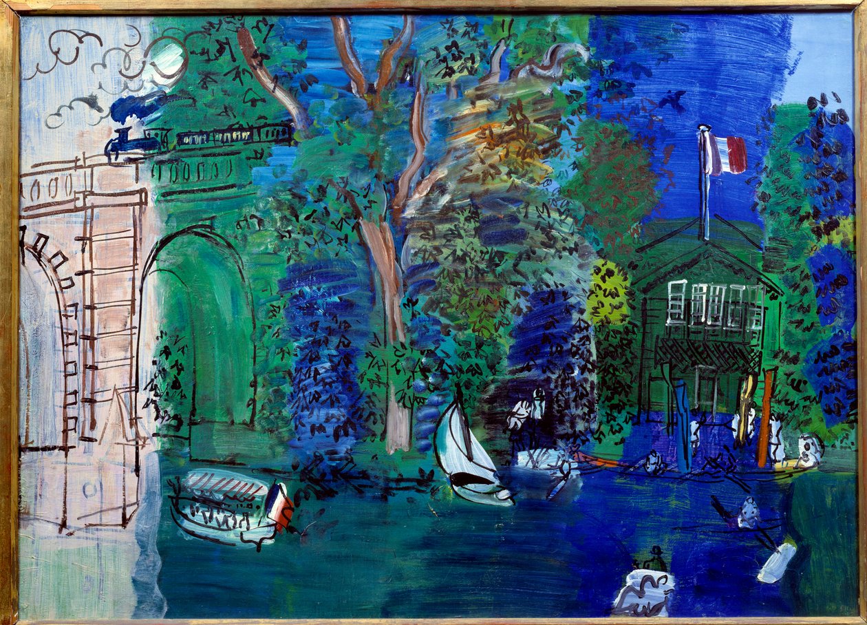 Nogent, den rosa bron och järnvägen av Raoul Dufy