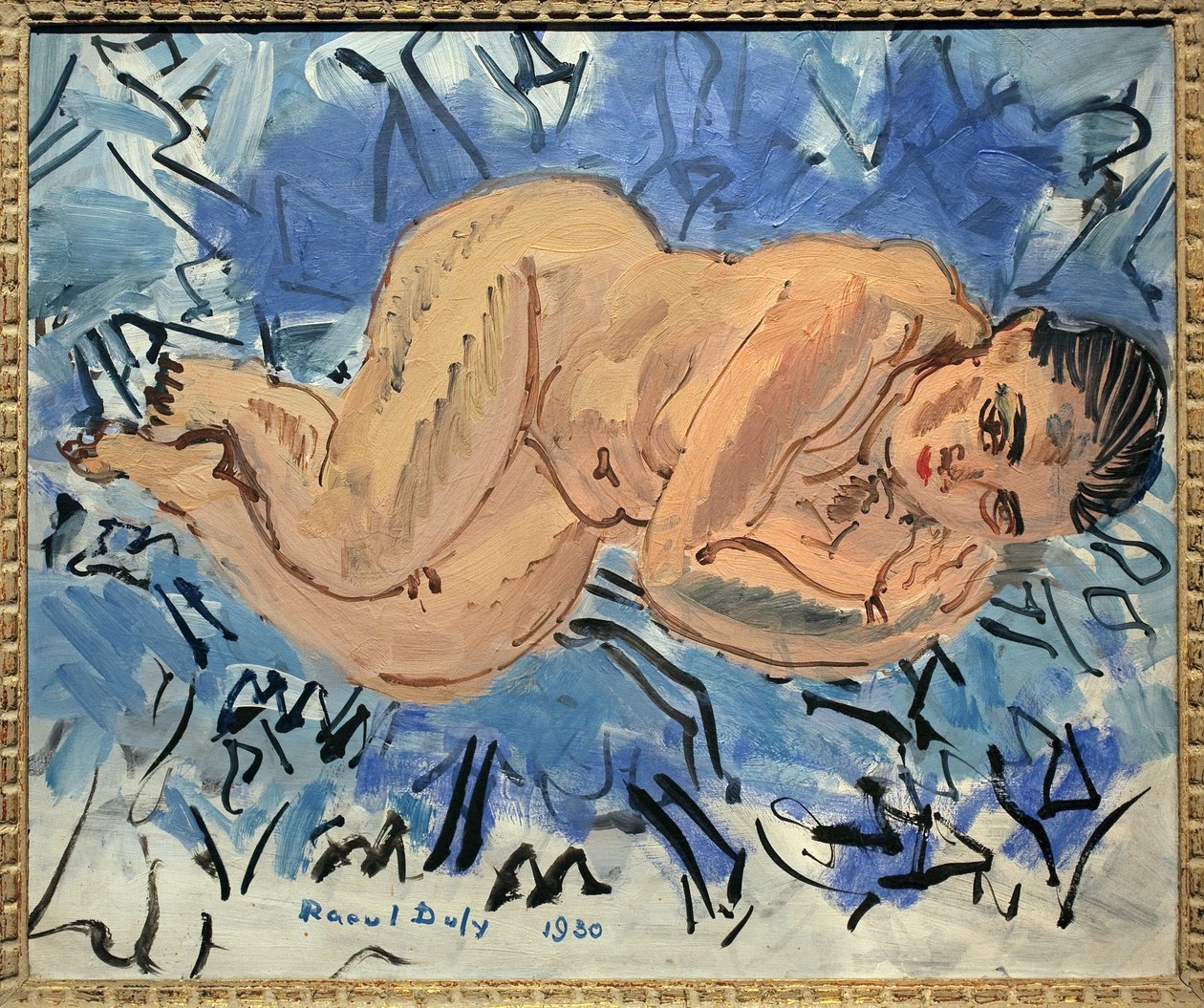 Kvinnlig nakenbild. Målning av Raoul Dufy (1877-1953), olja på duk av Raoul Dufy
