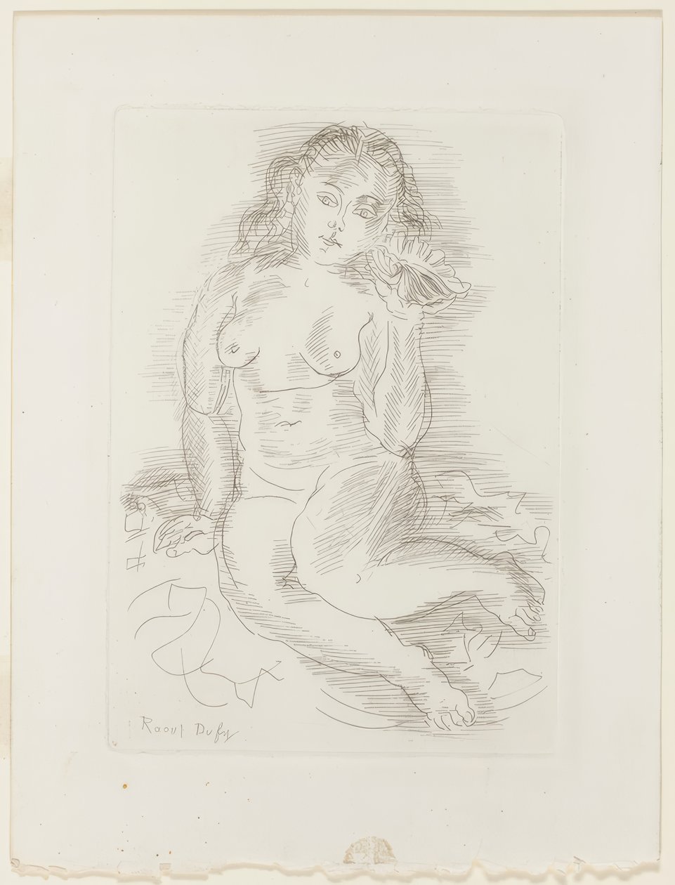 Naken som lyssnar på en snäcka av Raoul Dufy