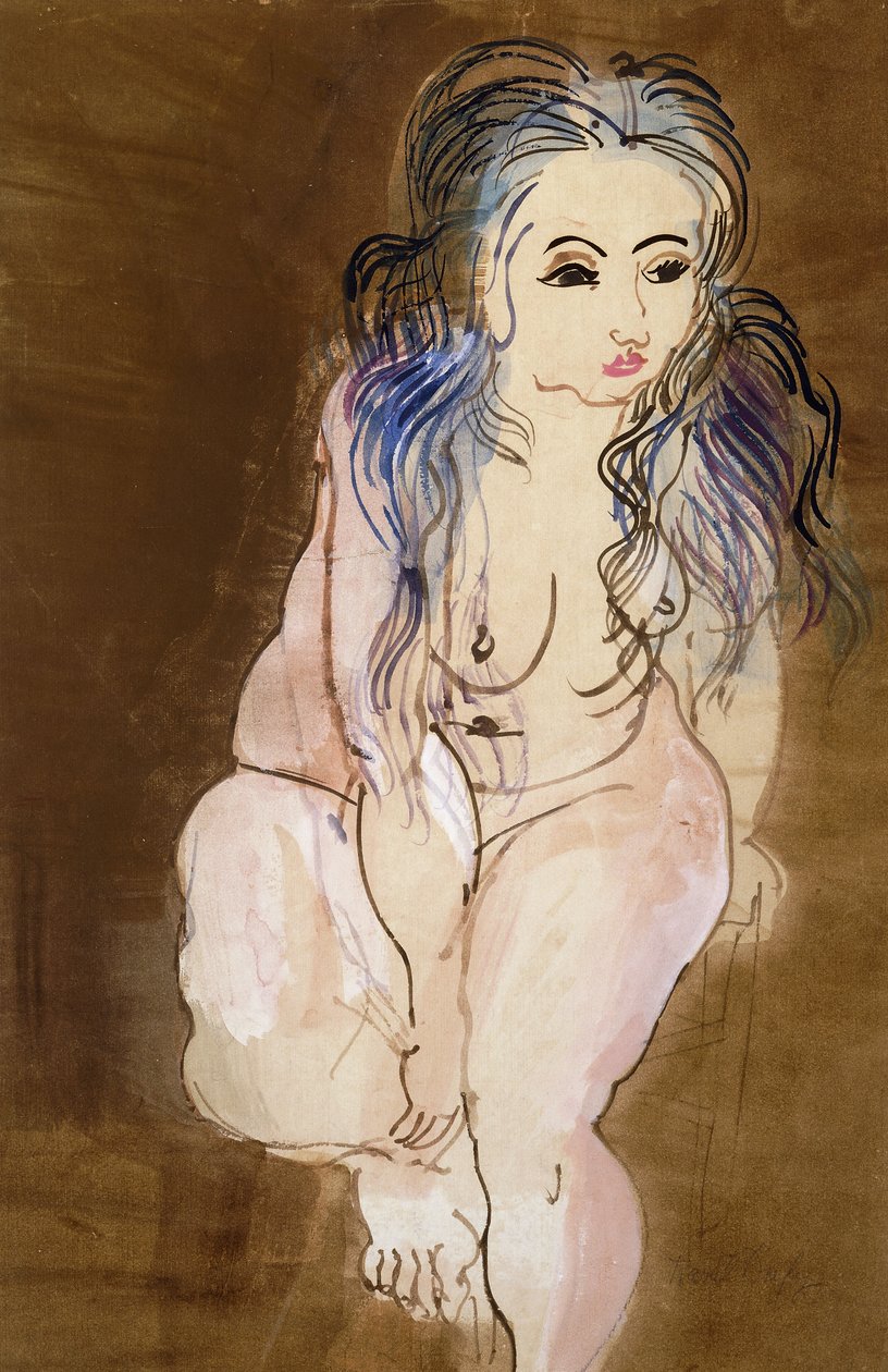 Naken kvinna sittande; Femme Nue Assise av Raoul Dufy