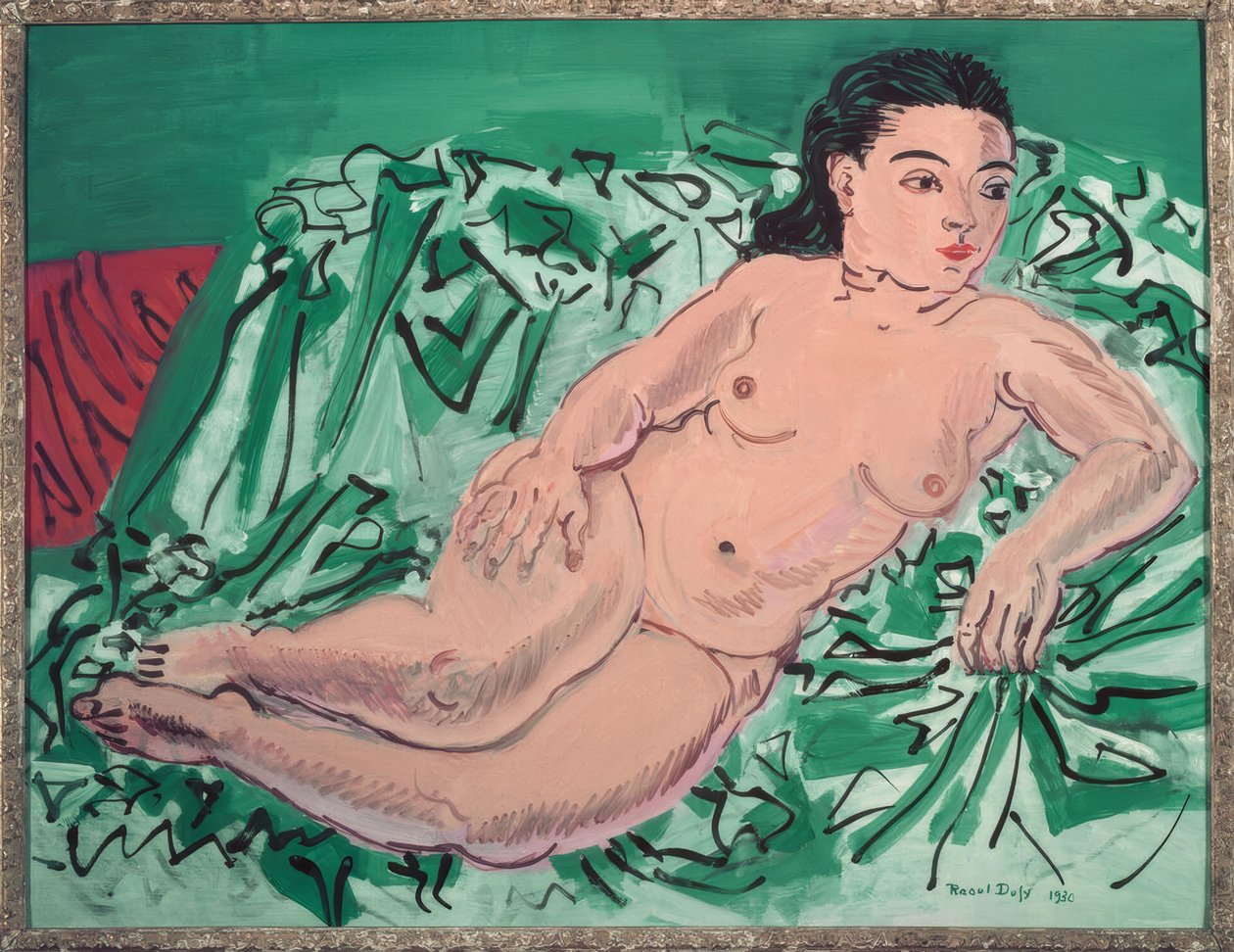 Naken på blå soffa (Naken modell Rosetti) av Raoul Dufy