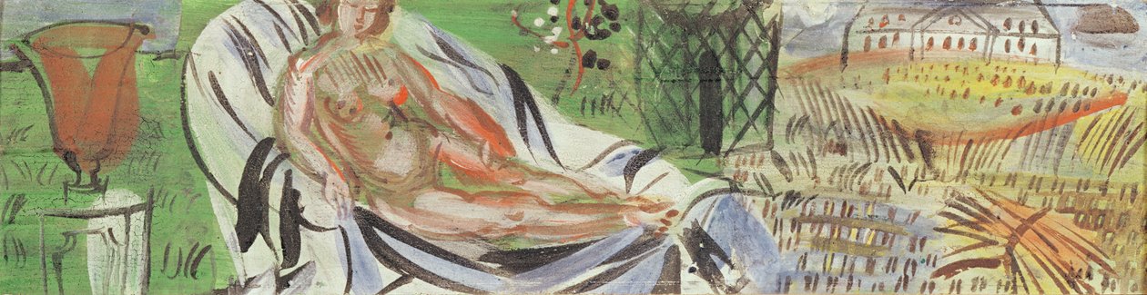 Naken med en röd vas (olja på duk) av Raoul Dufy