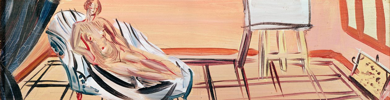 Naken med staffli (olja på duk) av Raoul Dufy