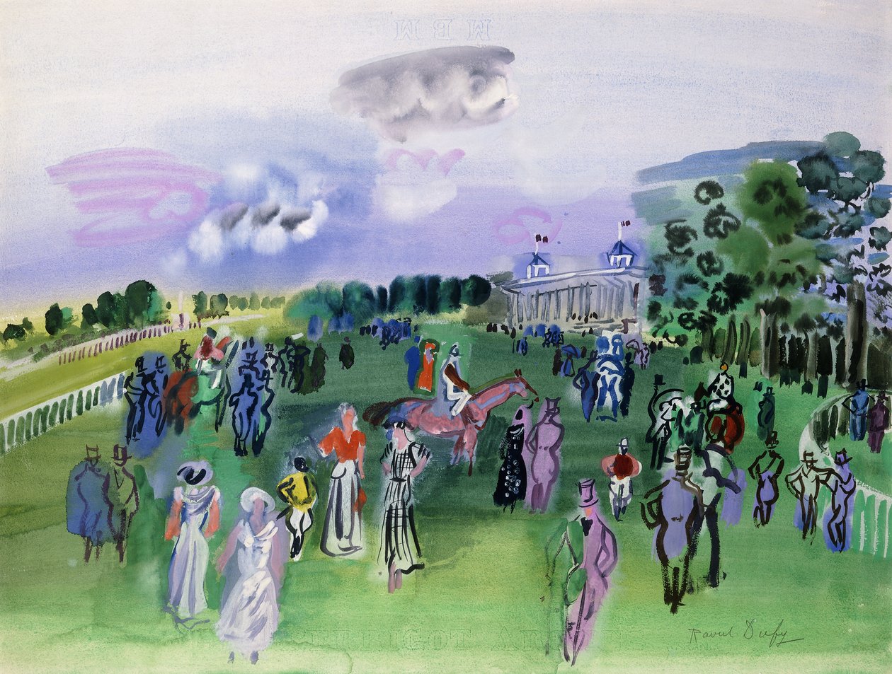 Galoppbanan vid Chantilly (gouache  akvarell) av Raoul Dufy