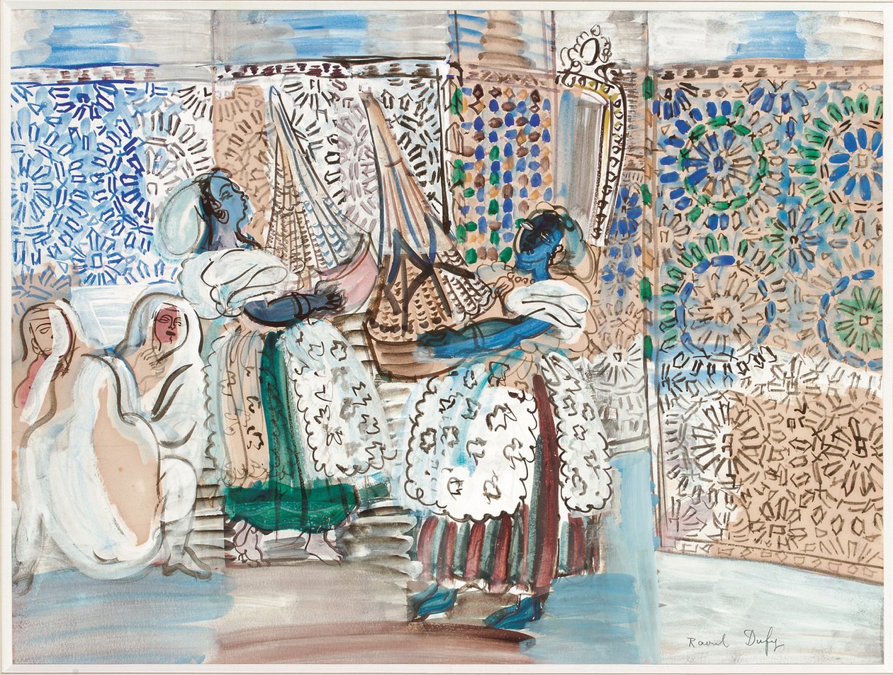 Reception with the Pasha of Marrakech (gouache, akvarell  blyerts på papper) av Raoul Dufy