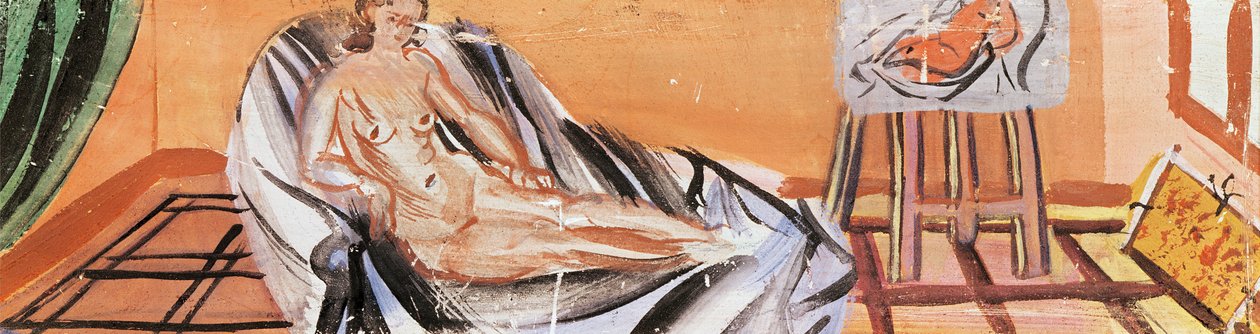 Liggande nakenbild i konstnärens ateljé (olja på duk) av Raoul Dufy