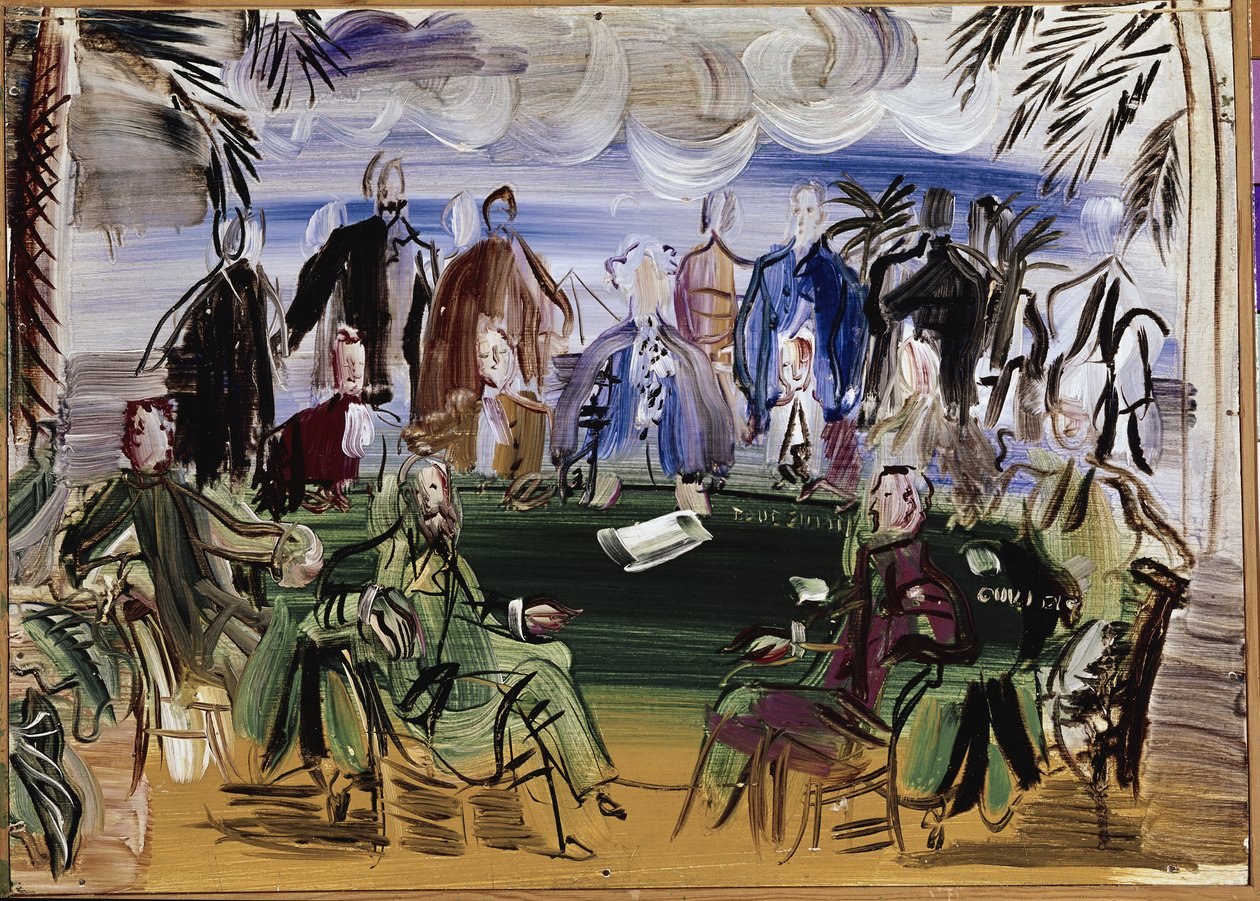 Vetenskapsmän runt ett bord (olja på duk) av Raoul Dufy