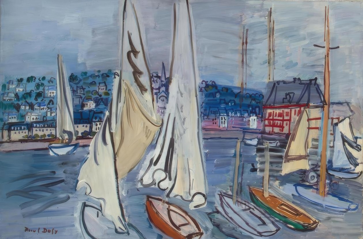 Segelboote i Deauville av Raoul Dufy