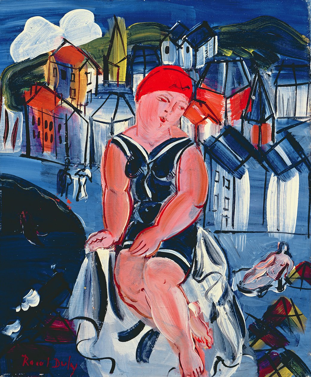 Liten badare vid Sainte Adresse av Raoul Dufy
