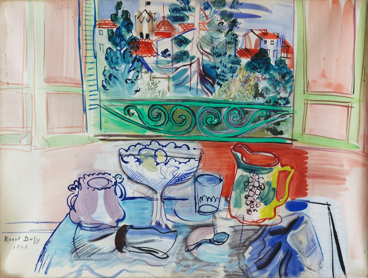 Stilleben med två glasögon vid Ceret; Nature morte aux deux Verres a Ceret av Raoul Dufy