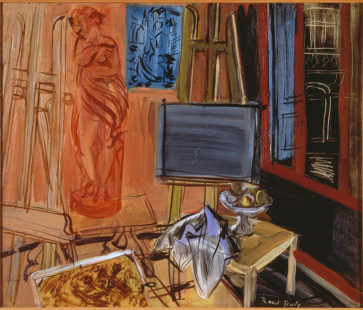 Studio med skål med frukt av Raoul Dufy