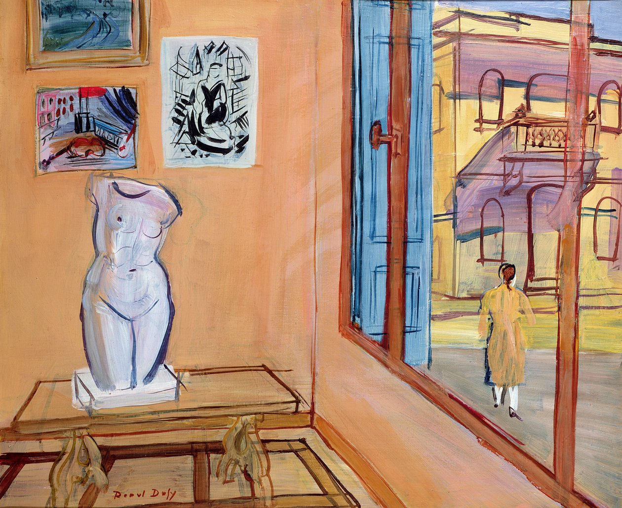 Studio med en torso, ca 1946 (olja på pannå) av Raoul Dufy
