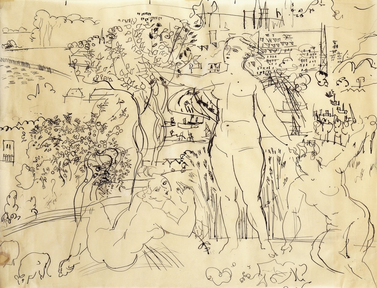 Studie för Palais de Chaillots bar; Etude pour le Bar du Palais de Chaillot av Raoul Dufy