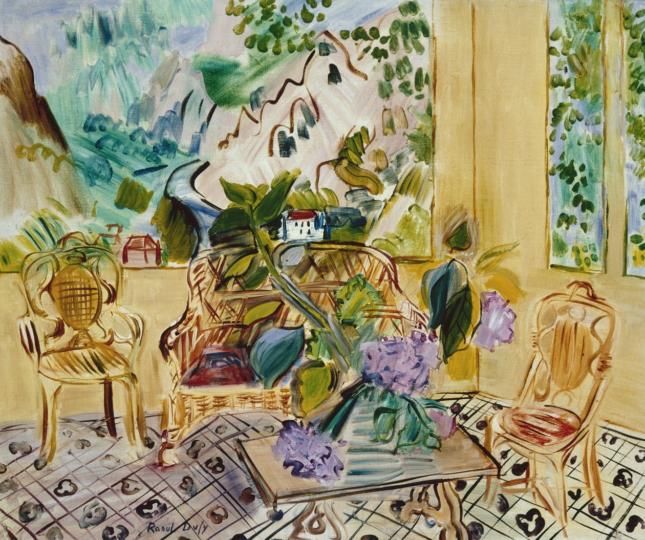 Sunroom Window, Mountain View (olja på duk) av Raoul Dufy