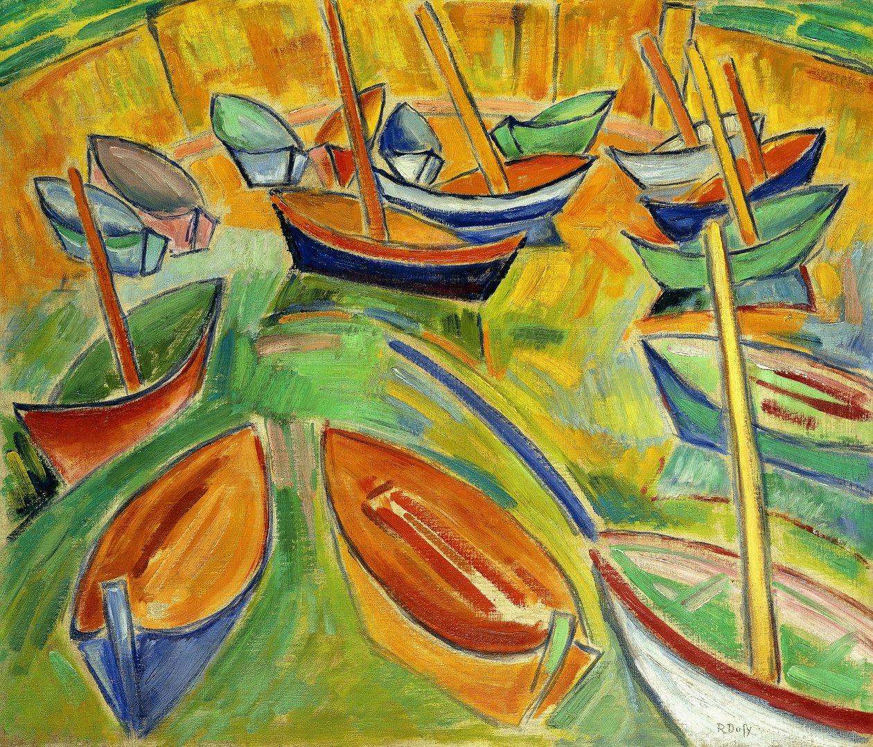 Pråmarna vid Martigues; Le Barques a Martigues, ca 1907 (olja på duk) av Raoul Dufy