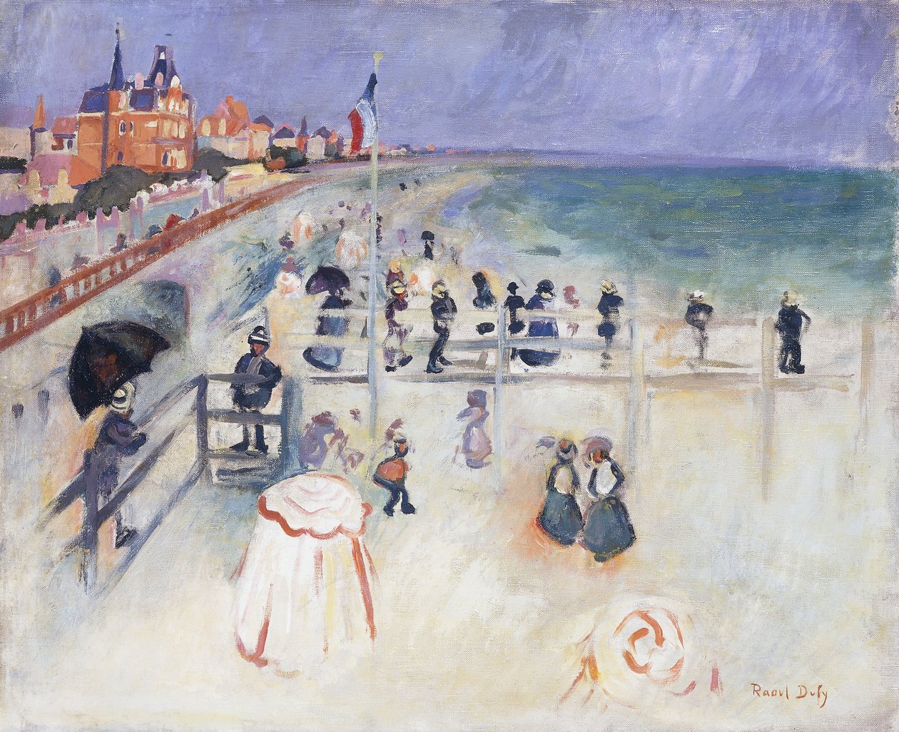 Stranden vid Sainte-Adress; La Plage de Sainte-Adress, ca 1905 (olja på duk) av Raoul Dufy