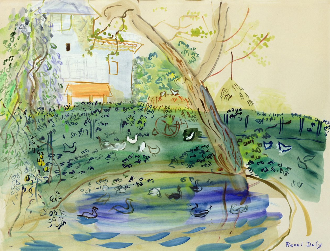 The Duck Pond (akvarell på papper) av Raoul Dufy