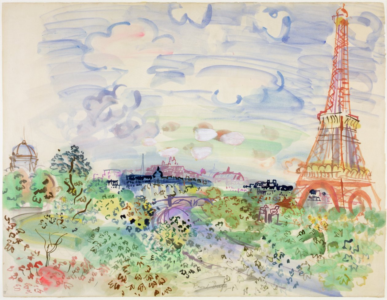 Eiffeltornet, ca 1935 (akvarell  blyerts på papper) av Raoul Dufy