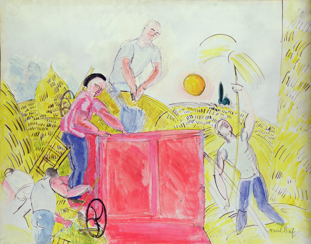 The Harvesters (gouache på papper) av Raoul Dufy