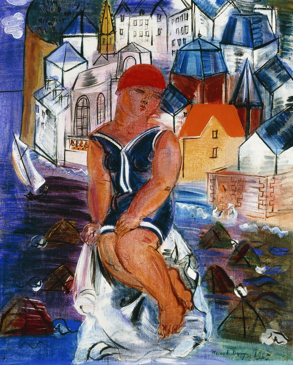 Den lilla badaren vid Saint-Adresse; La Petite Baigneuse a Saint-Adresse av Raoul Dufy