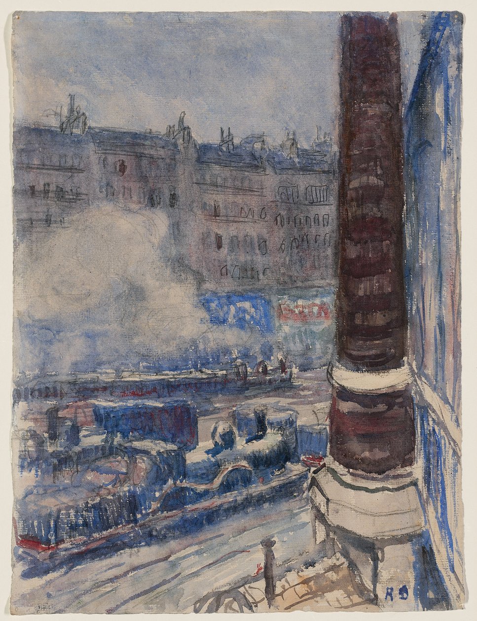 Järnvägsstationen Saint-Lazare, ca 1903 (akvarell  blyerts på papper) av Raoul Dufy