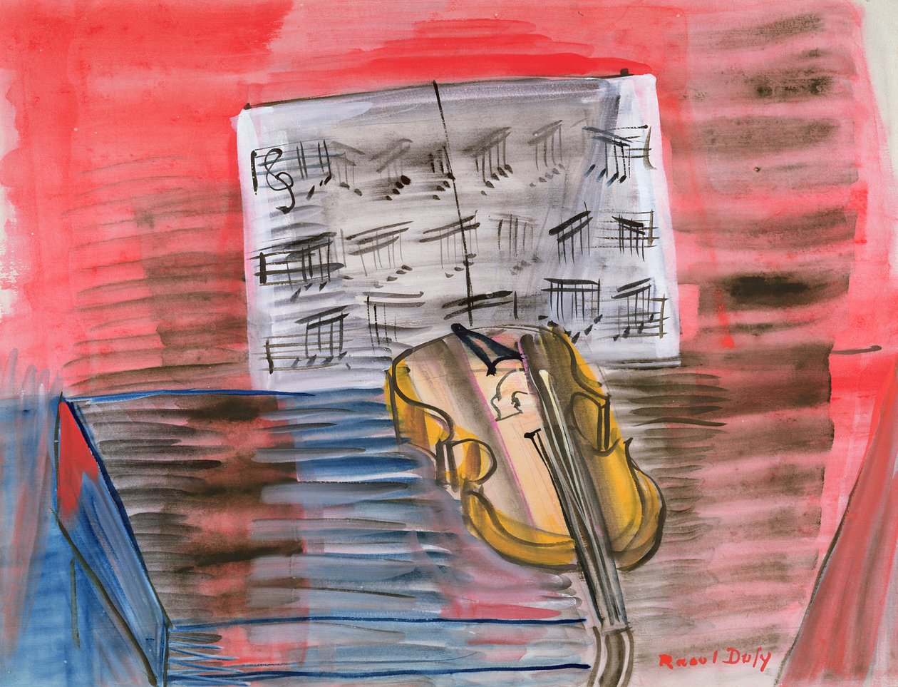 Den gula violinen (gouache  blyerts på papper) av Raoul Dufy