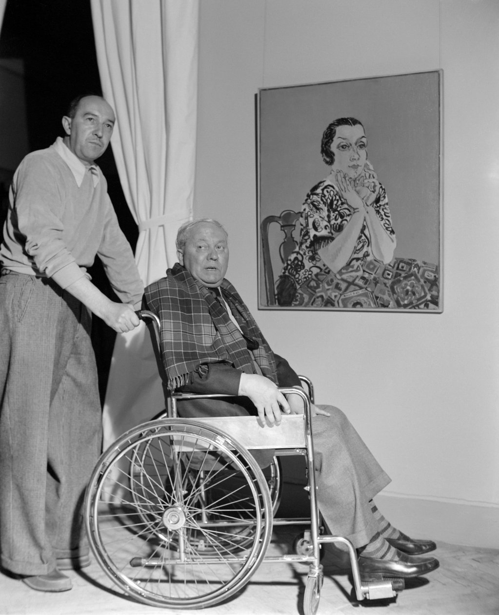 Målaren Raoul Dufy i Venedig (i rullstol) - 1952 (svartvitt foto) av Raoul Dufy