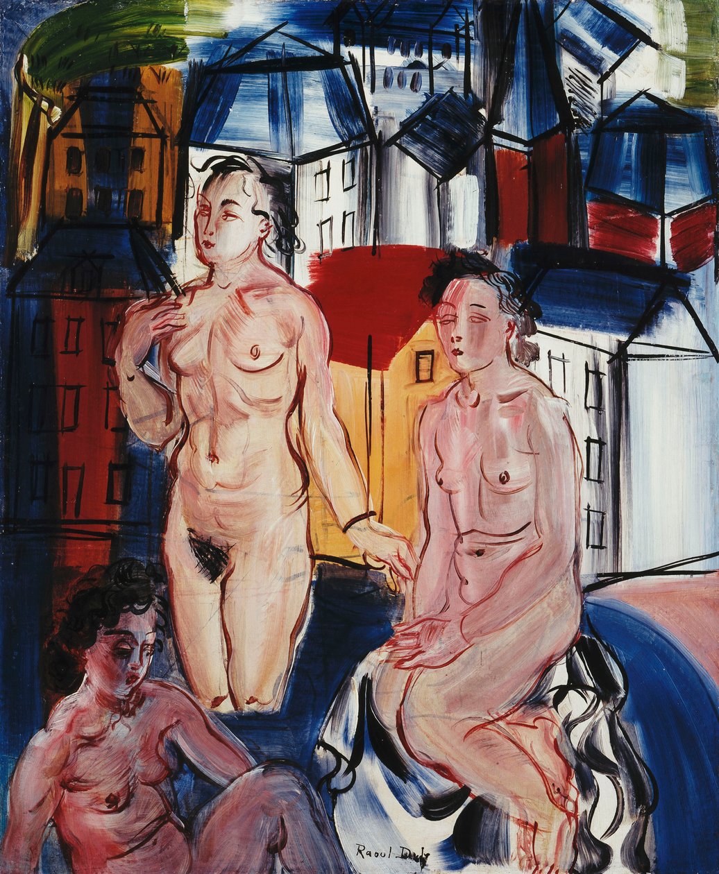 Tre badande kvinnor; Trois Baigneuses av Raoul Dufy