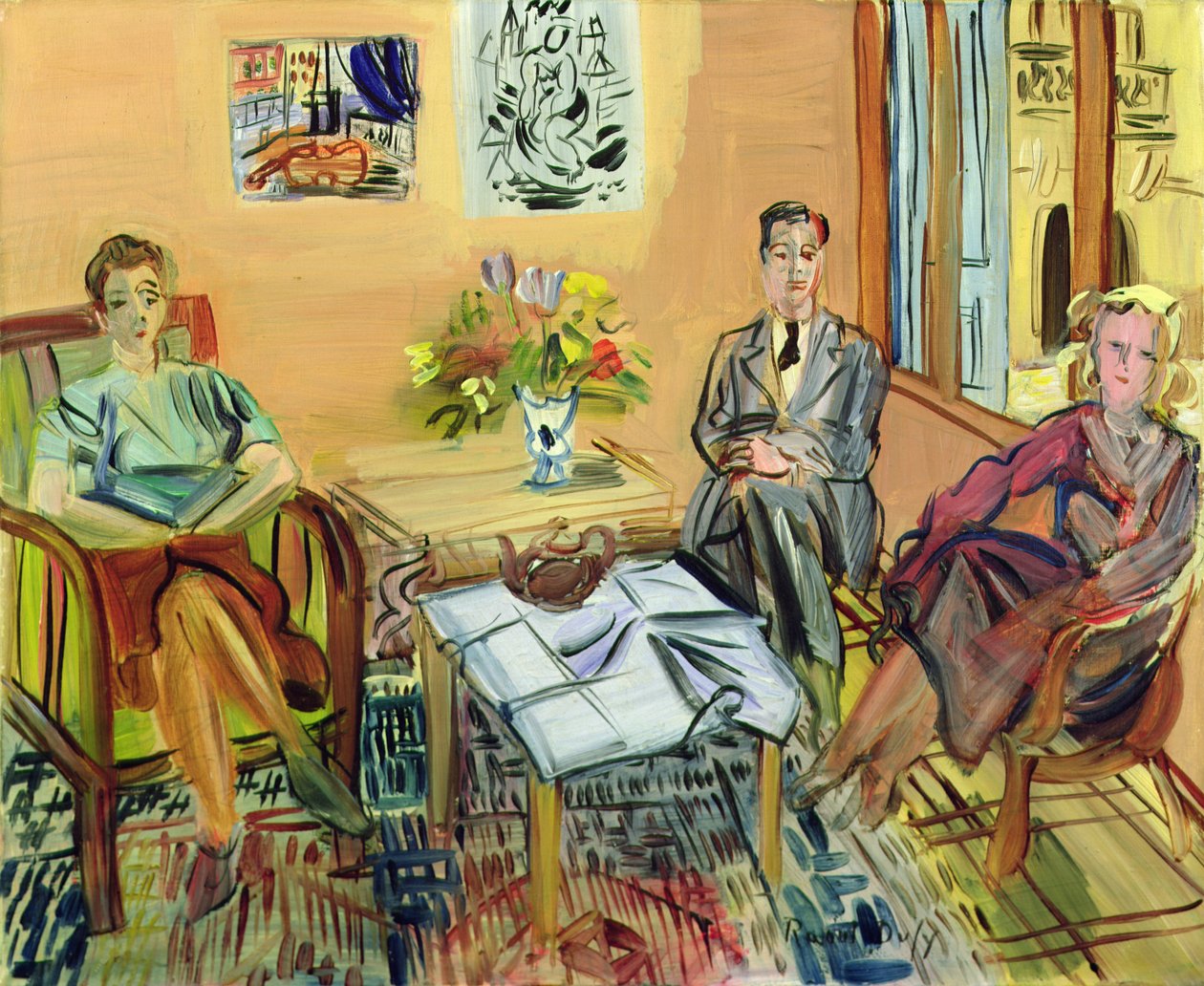 Tre sittande figurer av Raoul Dufy