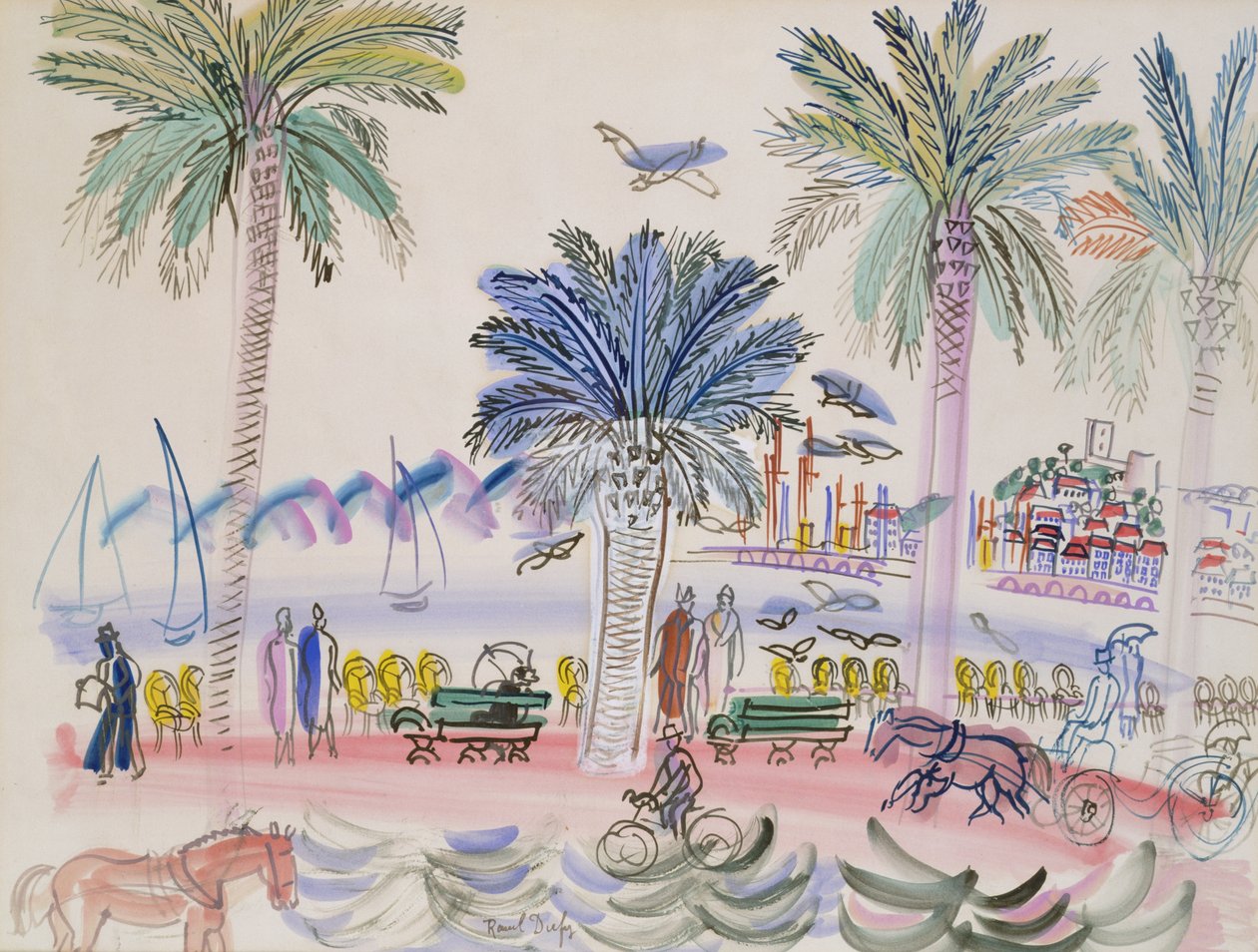 Utsikt över Le Suquet, Cannes (akvarell) av Raoul Dufy