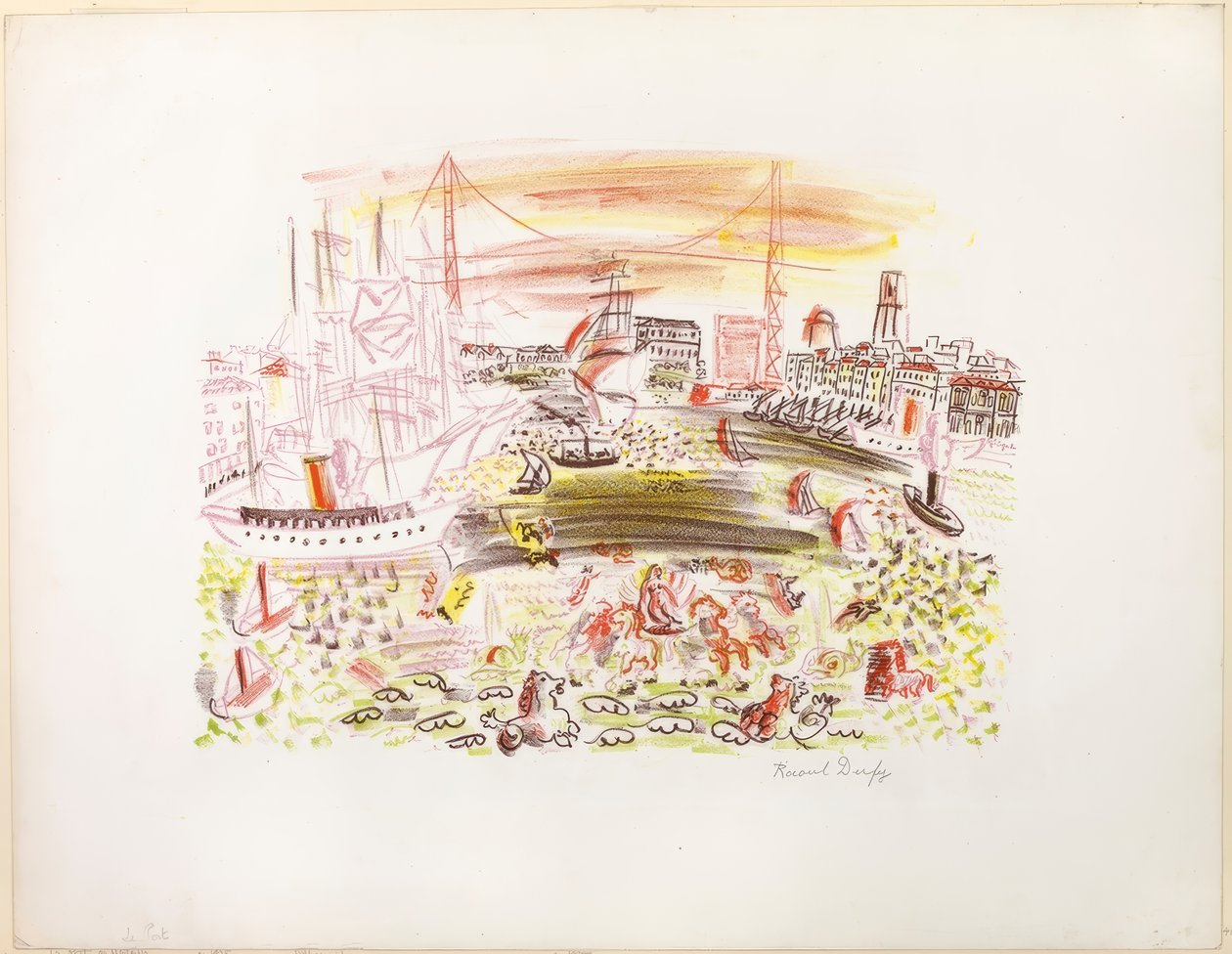 Utsikt över Marseille (Le Port) av Raoul Dufy