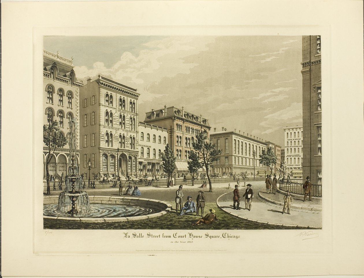 La Salle Street från Court House Square, Chicago, år 1865 av Raoul Varin