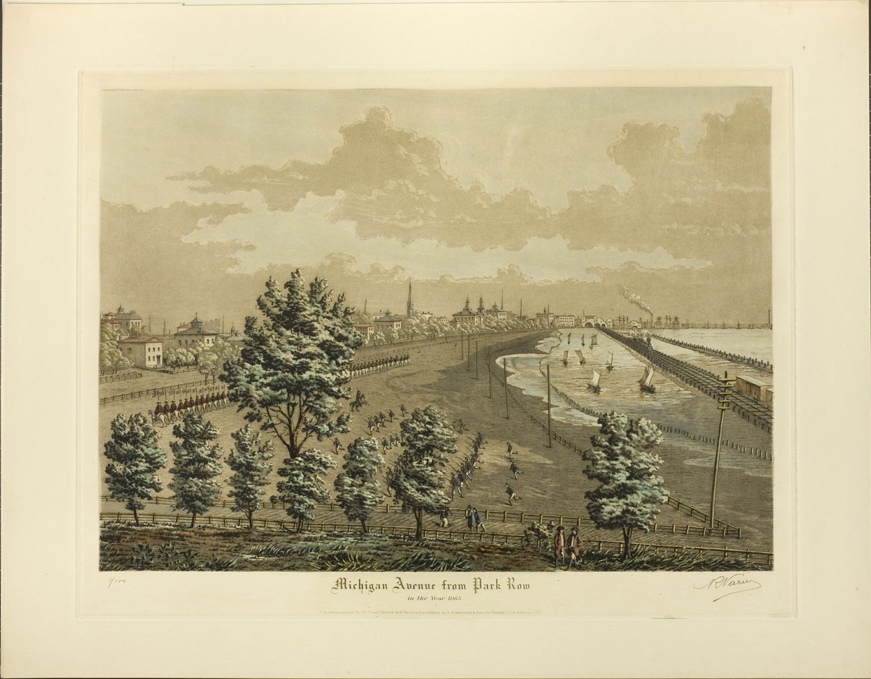 Michigan Avenue från Park Row år 1865 av Raoul Varin