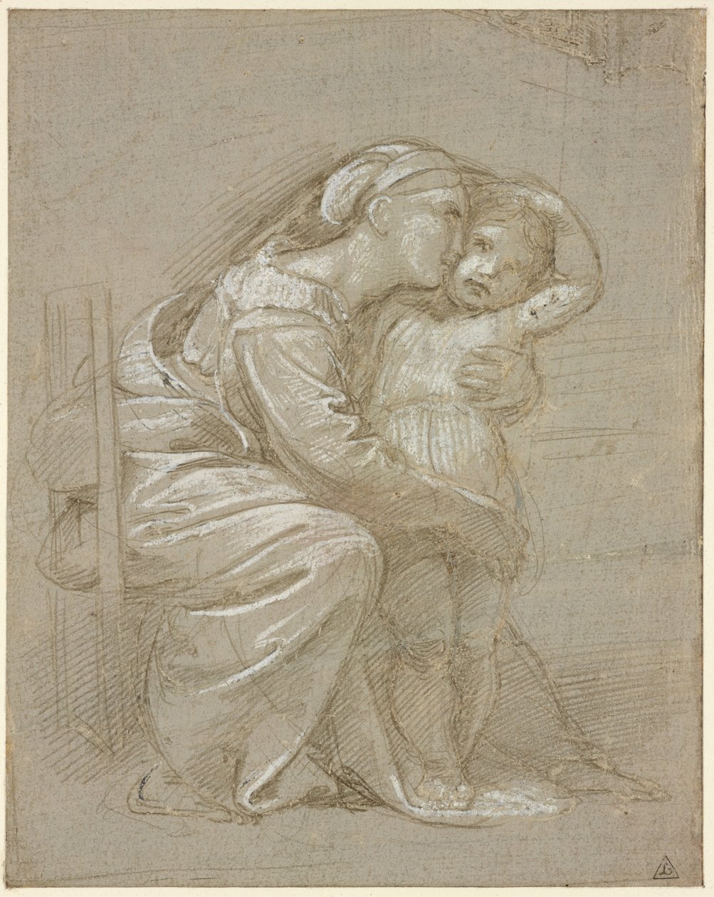 En mamma som omfamnar ett barn, WA1846.202 av Raffaello Sanzio Raphael