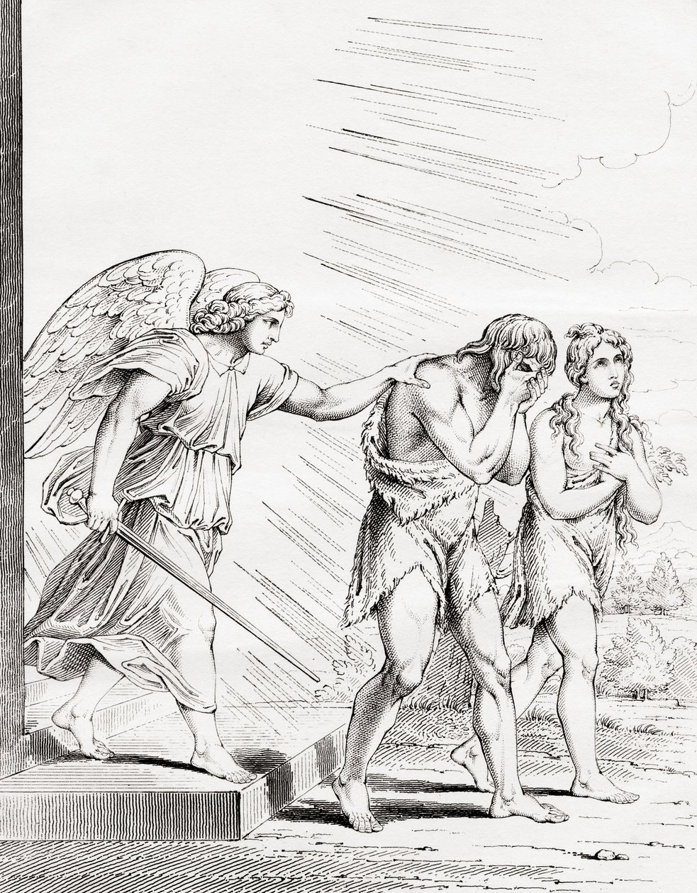 Adam och Eva drivna ut ur paradiset, 1800-talet av Raffaello Sanzio Raphael