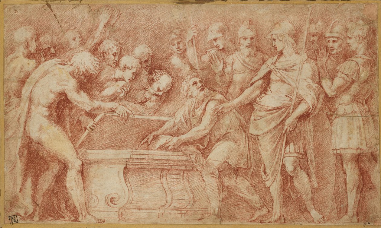 Alexander förbinder sig till säkerhet, skrifterna av Homer, WA1935.152 av Raffaello Sanzio Raphael